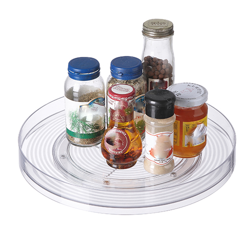 Прозрачный поворотный органайзер для домашних питомцев, вращающаяся Полка для специй, кухонный шкаф для хранения, органайзер для косметики и макияжа, «ленивая Сьюзан»