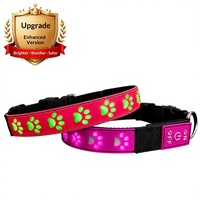 Neuestes USB-Aufladbares Verstellbares Nacht-Sicherheits-Blinklicht Luxuriöses Klassisches Nylon-Hundehalsband mit Bändern Einfarbiges Muster Umweltfreundlich