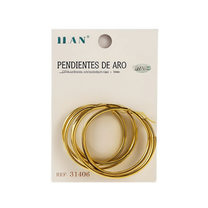 Orecchini a Cerchio Ilan 25mm Colore Oro 6 Pezzi - Product Image 3