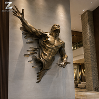 Sculpture murale en bronze, art moderne de torse masculin, grande statue en relief pour intérieur, décoration murale personnalisée pour hall d'hôtel, bureau, villa, fabricant