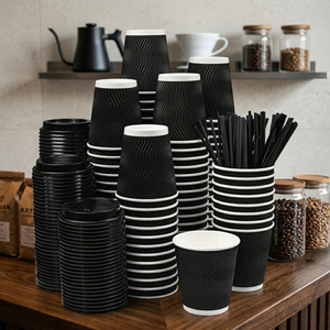 Vaso de Papel Desechable para Café, Doble <span class=keywords><strong>Pared</strong></span>, Ondulado, para Bebidas Calientes, con Logotipo Personalizado, para Llevar, Empaque para Bebidas de Cafetería, Suministro al por Mayor - Product Image 1