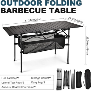 HISPEED Custom Outdoor Lightweight 90x60 Aluminum Picnic <strong>Table</strong> IGT Wood Grain Roll <strong>Foldable</strong> <strong>Camping</strong> <strong>Table</strong> with Carry Bag - Product Image 2