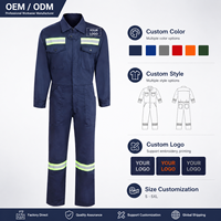 Combinaison de travail en polyester Ripstop avec logo personnalisé et bandes réfléchissantes, tenue de protection pour chaudière, uniforme de travail industriel