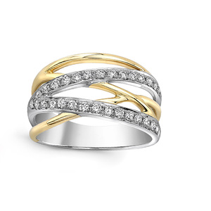 Anello di Lusso F347 per Donna in Oro Bianco con Diamante Taglio Brillante Rotondo Colore G Naturale Fede Nuziale - Product Image 2