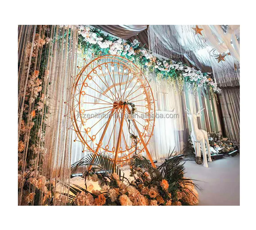 Adereços de casamento grande metal céu rodas, estúdio de fotos, decoração, backdrop, roda de fundo de ouro