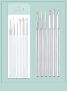 Lot de 6 stylos à ongles Aurora à pointe plissée, design japonais en acrylique pour la peinture au gel UV, manucure en salon - Product Image 4