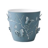 Pot Bunga Sukulen Meja 3D Motif Kupu-kupu Kartun Desain Pastoral PP Self-Watering Anti Karat Bernapas