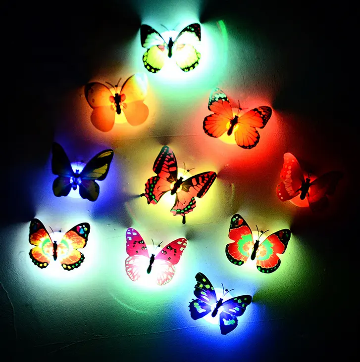 Wholesale 3D LED night lights butterfly shape luminescent wall decorative Christmas gifts