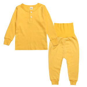 Ensembles de vêtements pour bébés unisexes en coton coréen de couleur unie 2017, comprenant une chemise et un pantalon - Product Image 3