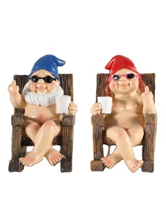 Funny Gnomes in Rocket Chair 2 Pack Résine Artisanat Middle Finger Decor Collectible Naughty Naked Figurines - Product Image 1