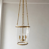 Luminaire suspendu en verre et métal de luxe pour la maison, 4 sources lumineuses pour la décoration de restaurant