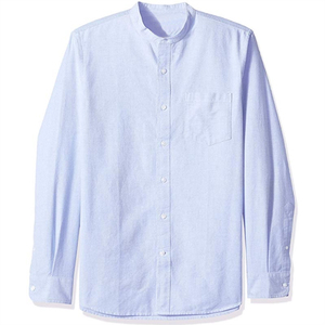 Hommes 100% coton <span class=keywords><strong>oxford</strong></span> <span class=keywords><strong>col</strong></span> debout couleur uni manche longue chemise décontractée - Product Image 1