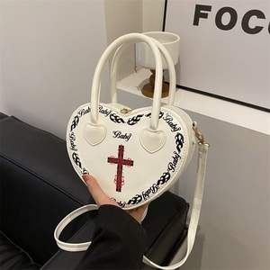 Bolso Tote de PU con Cierre, Estilo Forestal Artístico, Color Sólido, Novedad 2024, Moderno, Bandolera, con Forma de Corazón para Mujer - Product Image 2