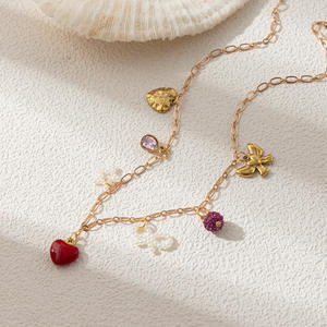 HOVANCI 18 Karat vergoldeter Edelstahl Einfache runde Muschel Anhänger Schlangen kette für Hochzeits anlässe Glieder kette für Mädchen - Product Image 5