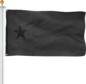 Bandera negra del estado de Texas de 3x5 pies con ojales Bandera negra sólida del estado de Texas para exteriores