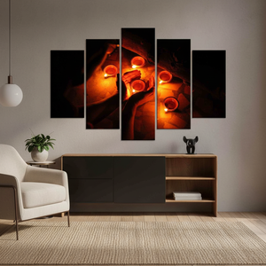 Décoration murale sur toile imprimée : Tableau de fortune-teller avec bougies en flamme, lot de 5 toiles assorties - Product Image 3