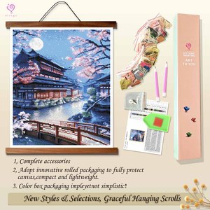 Kit de peinture diamant Paysage Palais sous la Lune, avec diamants ronds, impression DIY, art mural avec cadre, forme rectangulaire - Product Image 4