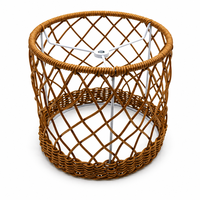Abat-jour rond marron en rotin synthétique sur mesure, anti-moisissure, durable, style vintage, pour lampe de table d'intérieur