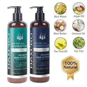 Maxipro özel etiket organik Ginseng şampuan Anti saç dökülmesi şampuan doğal bitkisel saç büyüme şampuan ve saç kremi Set