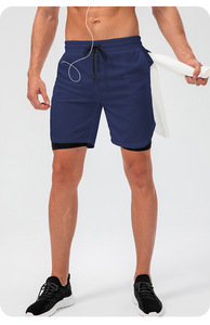 Mannen 2 In 1 Quick Dry Gym Running Shorts Ademende Sport Shorts Met Zakken Hoofdtelefoon Gat - Product Image 5