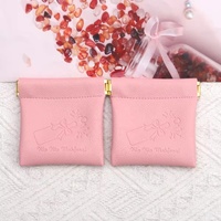Pochette de rangement de luxe en cuir PU gaufré Talent, rose, réutilisable, étanche, pour cosmétiques et bijoux, avec fermeture à bouton-pression, 10x10cm
