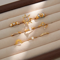 Nouvelle Collection de Bijoux Tendance : Ensemble de Bagues Empilables Série Soleil en Acier Inoxydable Plaqué Or 18K avec Grandes Bagues Éternité en Zircon pour Femme