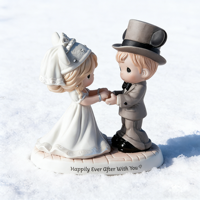 Figurita de tamaño Mini para parejas, precioso momento feliz después de la boda