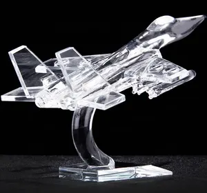 Pesawat Tempur Kristal Kaca Dekorasi Atas Meja untuk Suvenir Penerbangan