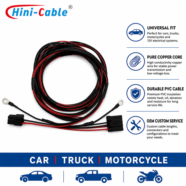 Custom Universal Automotive Wiring Harness Kit Complete Electrical Cable Assembly for Car Truck Motorcycle Power Connection