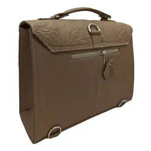 Maletín de Cuero Grabado Fana Mercedes Avellana con Cierre de Solapa para Hombre - Product Image 1