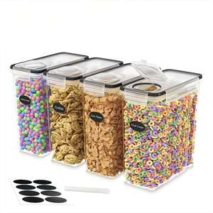 Ensemble de 8 récipients hermétiques pour céréales sans BPA [4L/135,2 Oz] avec <span class=keywords><strong>bec</strong></span> verseur, tasse doseuse, empilables, 20 étiquettes pour garde-manger - Product Image 4