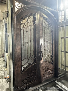 <span class=keywords><strong>Porte</strong></span> d'entrée en <span class=keywords><strong>fer</strong></span> <span class=keywords><strong>forgé</strong></span> avec verre pare-balles, style moderne français, prix d'usine - Product Image 5