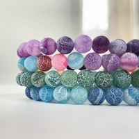 Perles en pierre d'agate de feu mate veinée de dragon, 6mm 8mm, couleurs naturelles mélangées, vente en gros