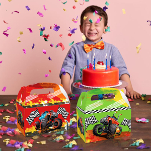 Huancai monstre camion bonbons traiter boîtes double face conception papier cadeau gâteau goodies boîte pour enfants anniversaire course fête fournitures - Product Image 3