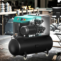 Compresseur à vis portable à économie d'énergie, fréquence 4 kW 5,5 CV, faible bruit, faible vibration, réservoir de 100 L, moteur refroidi par air