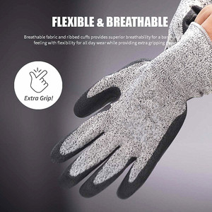 Guantes de 5 niveles resistentes a Cortes, recubiertos de emulsión, lijado y pegado con propiedades antideslizantes y resistentes al aceite - Product Image 5