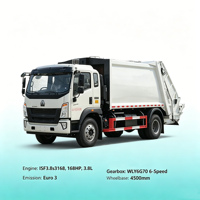 Camion Compacteur de Déchets HOWO 12m³ Cummins ISF3.8 168HP Empattement 4500mm Essieu Arrière 8T Double Pneu Véhicule de Collecte des Déchets Urbains