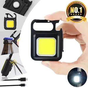 Đèn Pin Móc Khóa Bỏ Túi Siêu Sáng Đèn Pin Mini LED COB Sạc Được Usb Hoàn Hảo Với Đế Nam Châm Đèn Cắm Trại