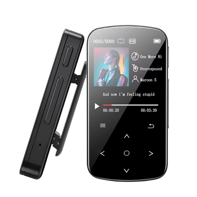 Newest Touch Button Large Screen BT Mp3 Player HiFi Lossless Sport 4 With Buit-in Speaker and Back Clip