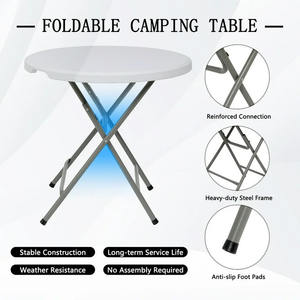 Tavoli Alti da Festa in Vendita, Tavoli Rotondi Pieghevoli in Plastica Bianca all'Ingrosso per Soggiorno, Bistrot e Hotel - Product Image 5