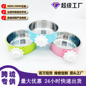 Comedero antivuelco de acero inoxidable para mascotas, para colgar en jaulas de gatos, extra grande y grueso para perros y gatos - Product Image 5