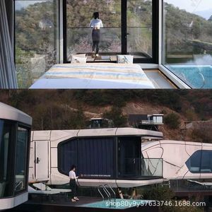 Outdoor Mobile Pod Space Hotel Cabin Aluminum Alloy Frame One Bedroom <b>Large</b> Space Four Season Tent Extended Type Oval Shape - Product Image 1