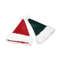 Chapeau de Père Noël personnalisé unisexe en peluche courte, rouge et blanc, en velours, avec logo, vente en gros, pour fêtes de Noël, approvisionnement en vrac, en stock