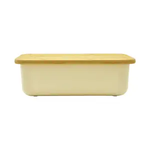 Hot Selling Factory PP+Bamboo Kitchen And Household Rectangle Baking Bread Box Portable Bread Box With Bamboo Covered