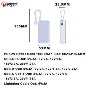 แบตสำรองแบบพกพา35W 10000mAh พร้อมจอแสดงผล LCD ในตัว USB Type-C แบบ2 in 1ชาร์จเร็วสำหรับโทรศัพท์มือถือโลโก้ที่กำหนดเอง - Product Image 3
