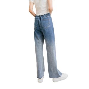 กางเกงยีนส์ของผู้หญิงทรงหลวมขากว้างสไตล์ลำลองมีสีไล่ระดับสีระบายอากาศได้ออกแบบโลโก้ได้ตามต้องการ - Product Image 2