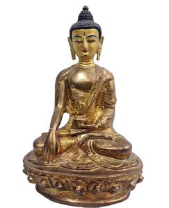 High Quality Nepal India Handicraft Buddha Figurine <b>Statue</b> Tibetan Sculpture Gold Finish Brass <b>Religious</b> Buddhism Metal Casting - Product Image 5