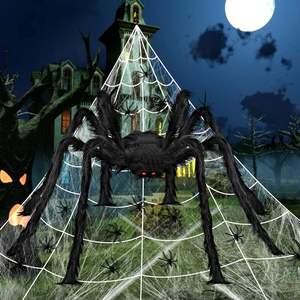 Ngoài Trời Trang Trí Đáng Sợ Nhện 200 Inches Spider Webs Halloween Trang Trí 5ft Halloween Thực Tế Lông Nhện - Product Image 4