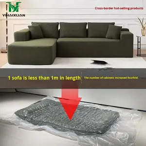 Sofa panjang Ottoman Modular bersudut dengan bagian Sofa 4 potong Sofa bulu Chaise reversibel cetak polos - Product Image 4