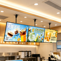 Cadre d'affichage LED ultra-mince pour menu mural OEM, en verre trempé, rétroéclairé, pour restaurant